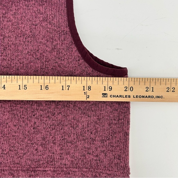 LL Bean Sweater Vest Fleece Full Zip Women's Large Berry Zip Pockets Logo - Picture 7 of 8